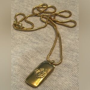 Gold Pendant Necklace Stamped LC
